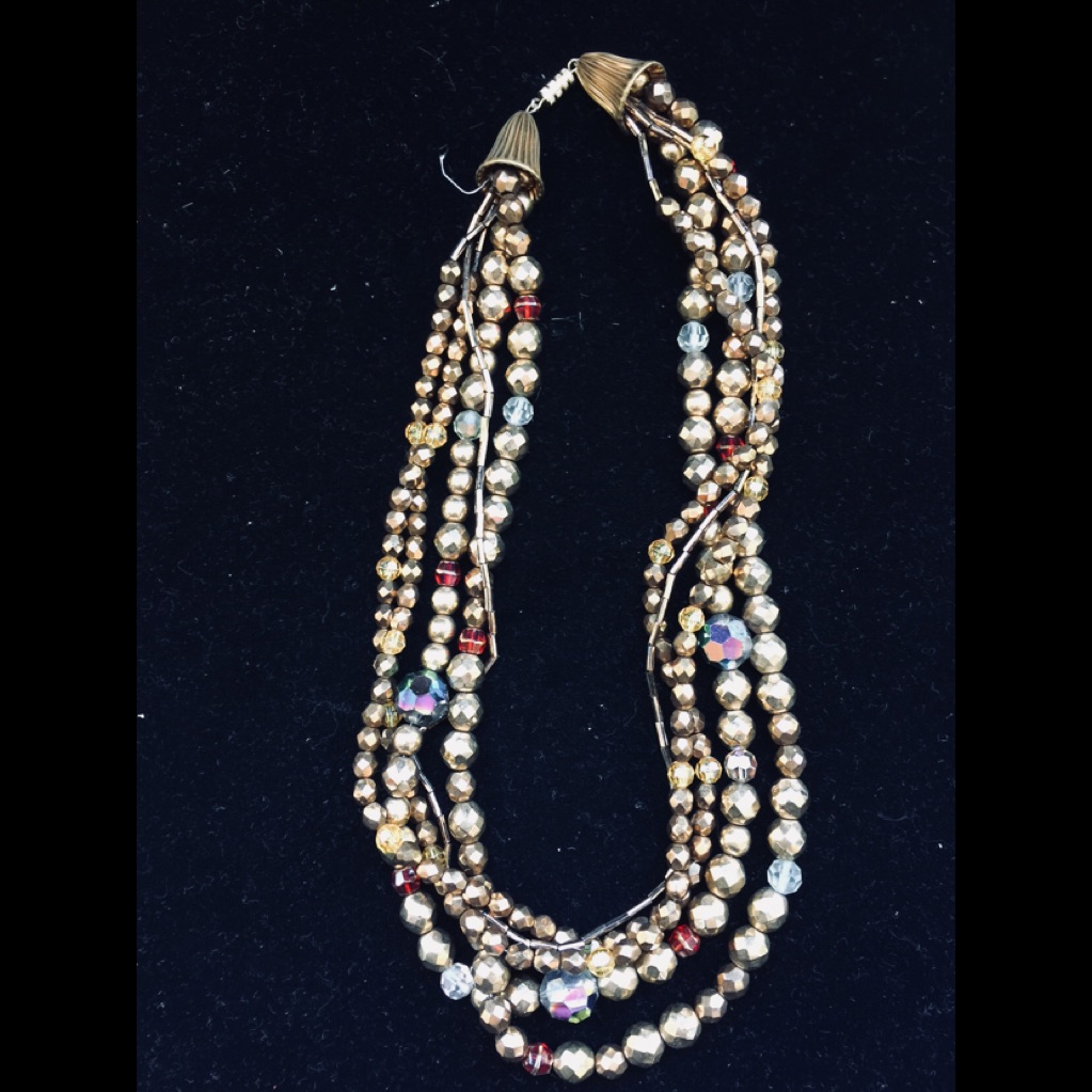 Silvery,Matt Gray Double Strand Necklace